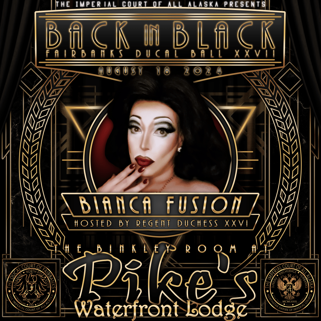 Advertisement for Ducal Ball XXVII - Back in Black by the Imperial Court of All Alaska / the Ducal Court of Fairbanks.